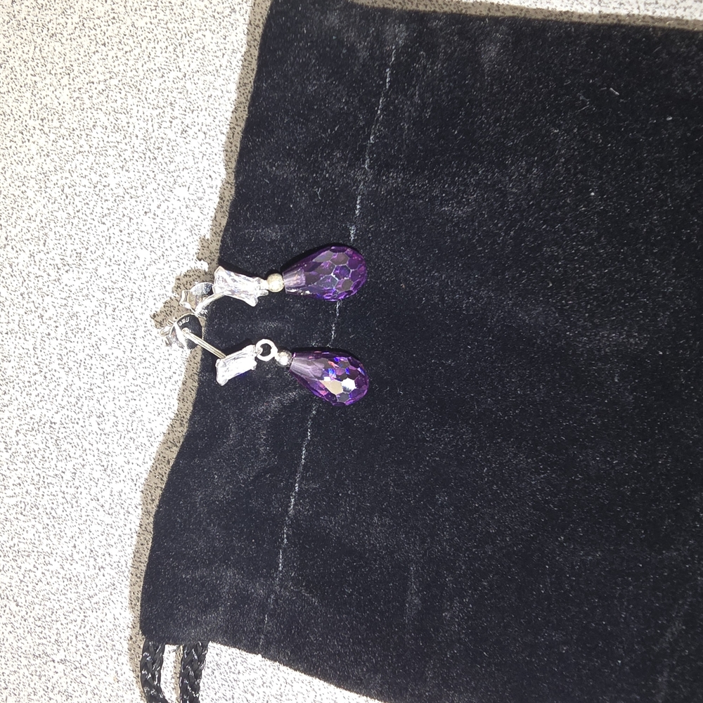 Simulated Purple and White Diamond 9.20 ctw Earrings in Sterling Silver, NWT! - Picture 4 of 5